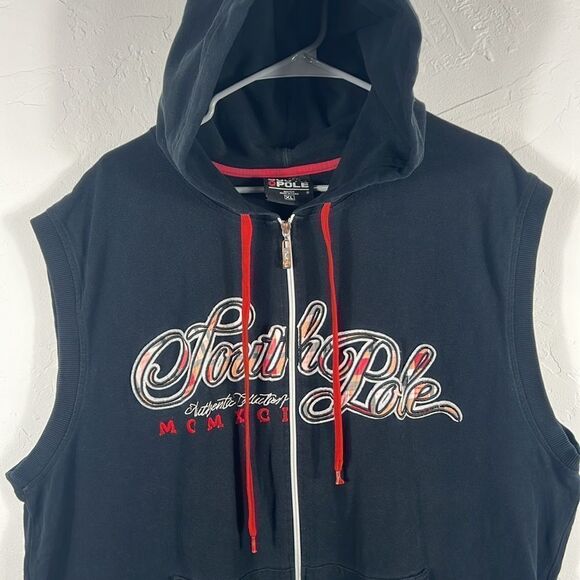 🔥🔥Vintage SOUTH POLE Gear Embroidered Zip Up Sleeveless Hoodie Jacket XL - EUC - Picture 2 of 13